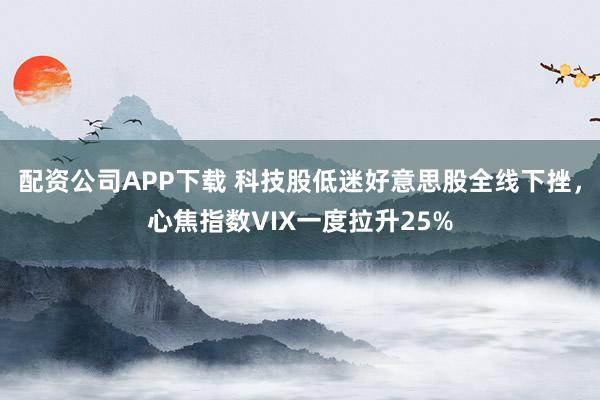 配资公司APP下载 科技股低迷好意思股全线下挫，心焦指数VIX一度拉升25%