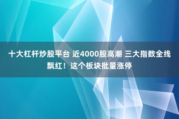十大杠杆炒股平台 近4000股高潮 三大指数全线飘红！这个板块批量涨停