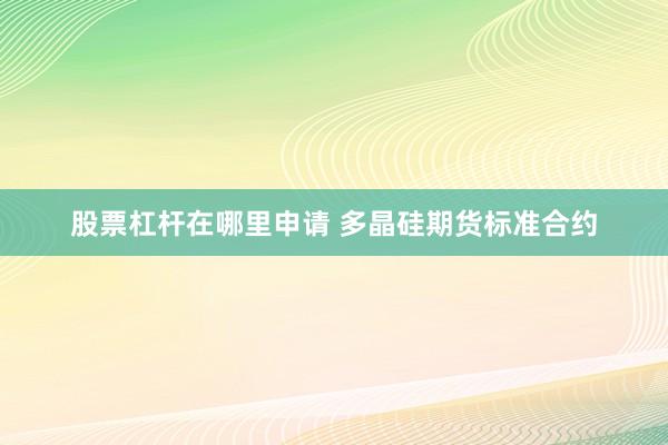 股票杠杆在哪里申请 多晶硅期货标准合约
