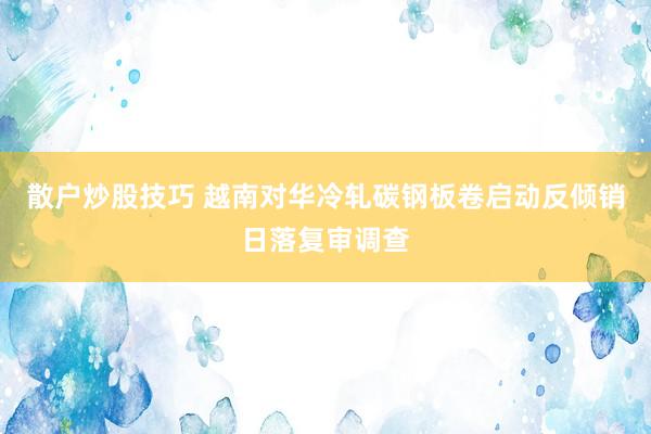 散户炒股技巧 越南对华冷轧碳钢板卷启动反倾销日落复审调查